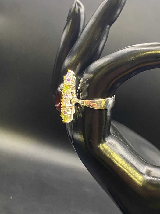 Сребърен Дамски пръстен с натурален Хесонит