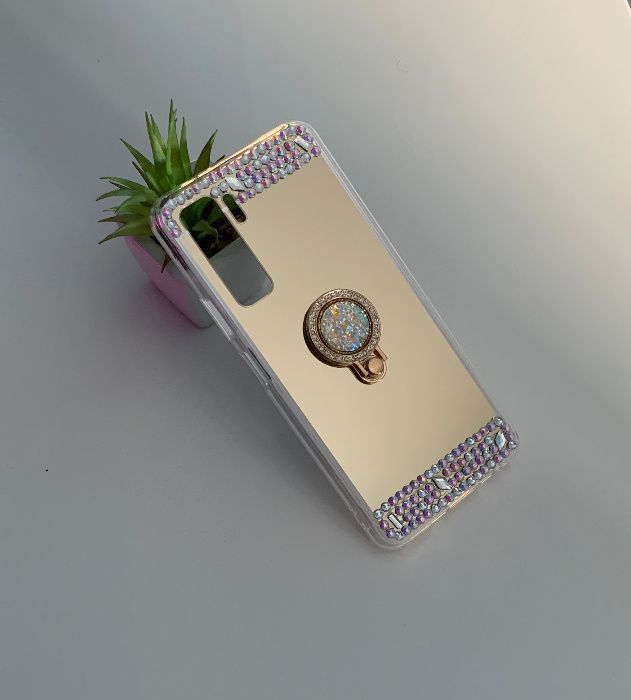 Husa oglinda, pietricele + inel pt. Huawei P40 Lite 5G , Mate 40 Pro