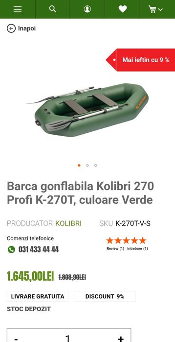 Barca gonflabila Kolibri