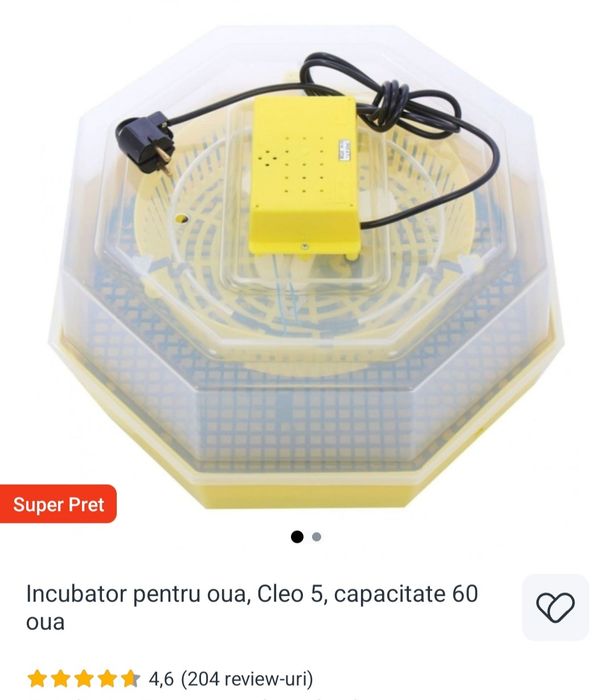 Incubator (clocitoare) Cleo 5 l, 60 oua