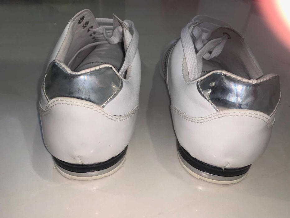 Оригинални мъжки кецове  D&G Dolce Gabbana бели с италиански ленти 45