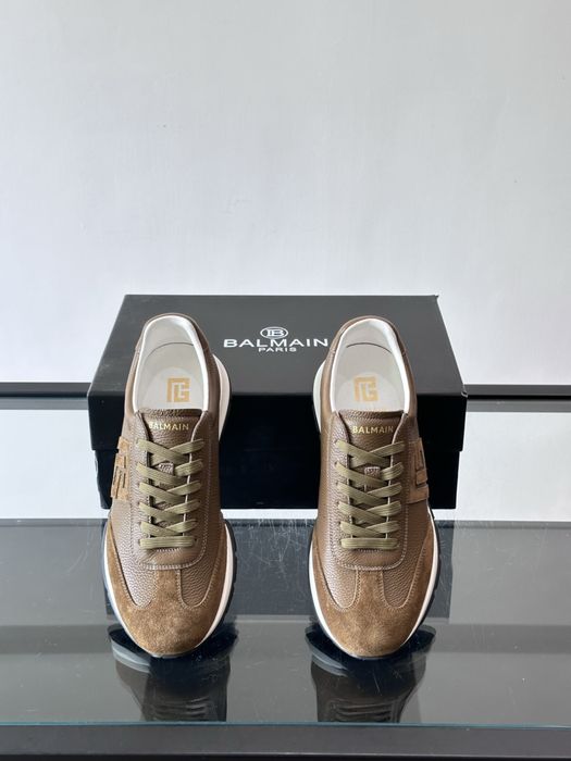 Balmain Monogram Runner Sneaker "Brown Leather"