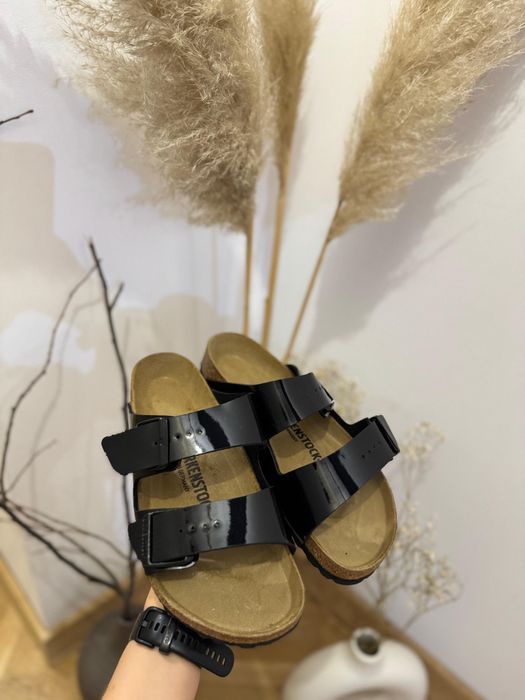 Papuci Birkenstock Negru lăcuit 37, 38, 39