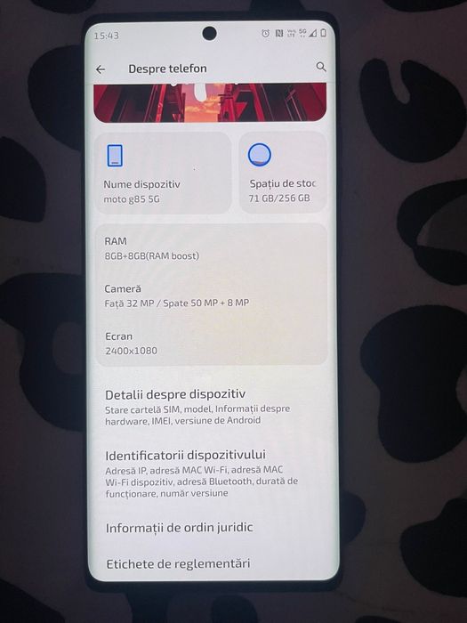 Vând telefon Motorola G85 5G 256 RAM 8GB