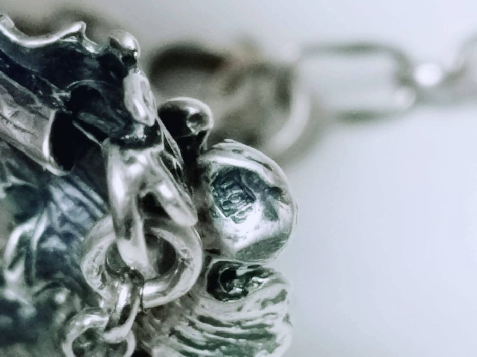 Vechi colier grandel, Charivari, argint 800, vanatoare, copii