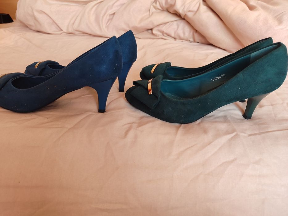 Дамски обувки с тънко токче 5см  за пролет и есен от еко велур