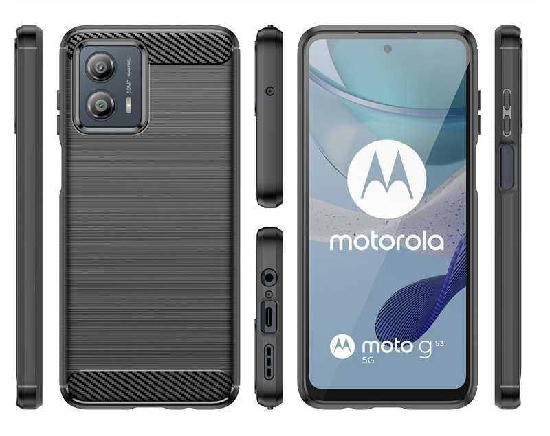 Motorola E13 E22 E20 E40 G13 G23 G53 - Удароустойчив Кейс Гръб CARBON