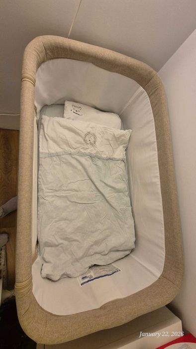 Бебешка мини кошара с падаща страна KikkaBoo - Amaris, Beige