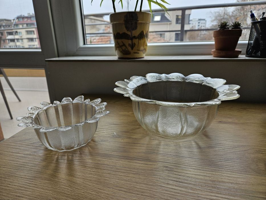 2 стъклени купи комплект за салати и др.