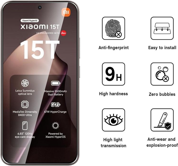 5d стъклен протектор за дисплей за xiaomi 15t pro