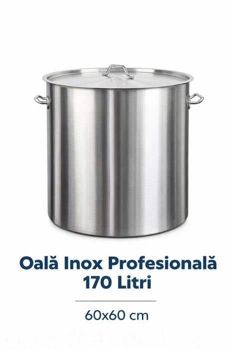 Oala inox profesionala 170L 60x60 cm pentru horeca catering