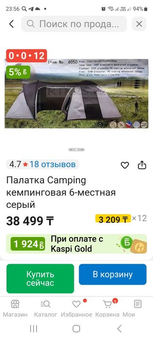 Палатка Todom 6050 серая