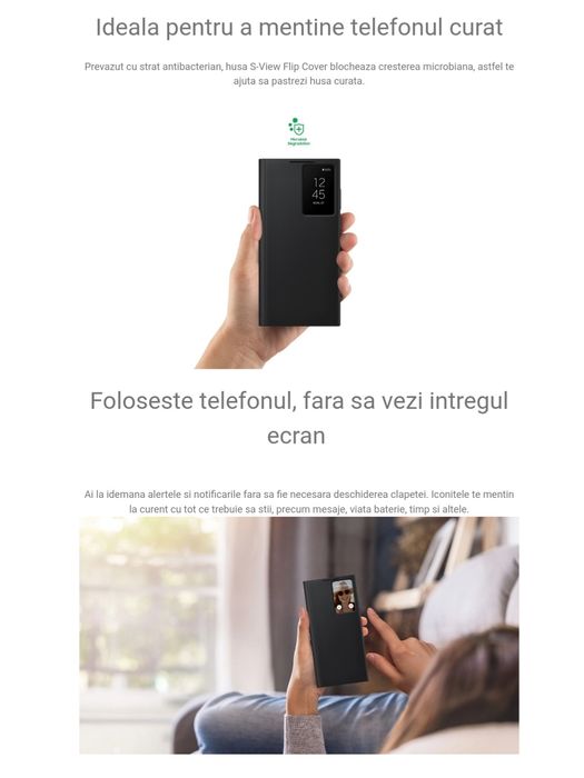 Husa flip activa originala Samsung Smart Clear View Cover S22 Ultra 5G