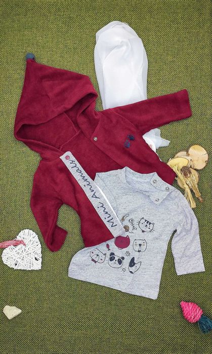 Set HIPPIL BABY compus din pantaloni, hanorac cu gluga, bluza
