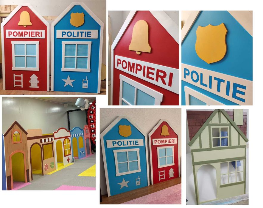Fațade /casuțe tematice MDF / lemn pentru copii | Wall Art LED | Backdrops evenimente | Candy Bar