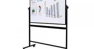 Доска белая с подставкой на колесах, 2-стор. 90*150см, Deli