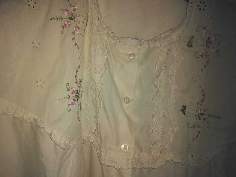 Pijama Noua broderii + dantela, camasa/bluza + pantaloni, M, L, XL,2XL