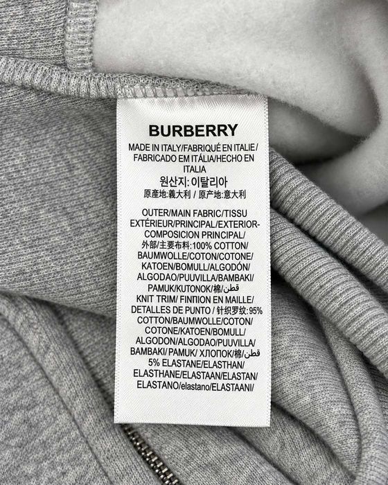 Hanorac Burberry bărbați, gri melanj, cu fermoar și glugă căptușită în carouri Burberry Check, mărimea M