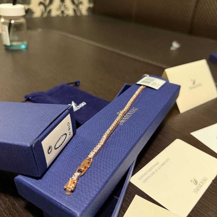 Bratara Swarovski Matrix Tennis Rose/Gold