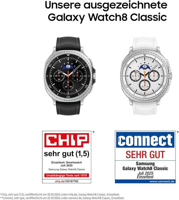 ПРОМО НОВ 2г Гаранция Смарт Часовник SAMSUNG Watch8 Classic L500, SM-L500NZKADBT,  46mm GPS WLAN, ПУЛСОМЕР
