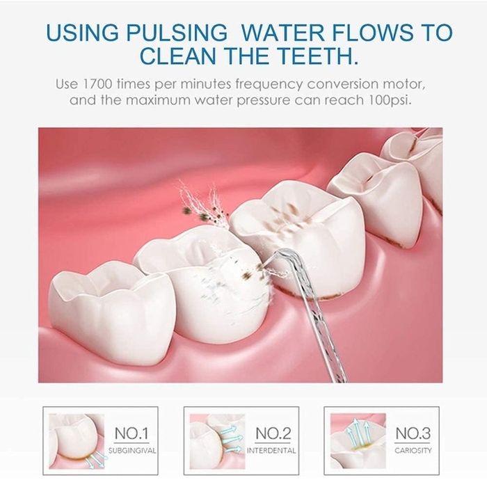 Зъбен душ TUREWELL #8231241 20-36, 600 мл, 10 регулируеми налягане, 8 накрайника