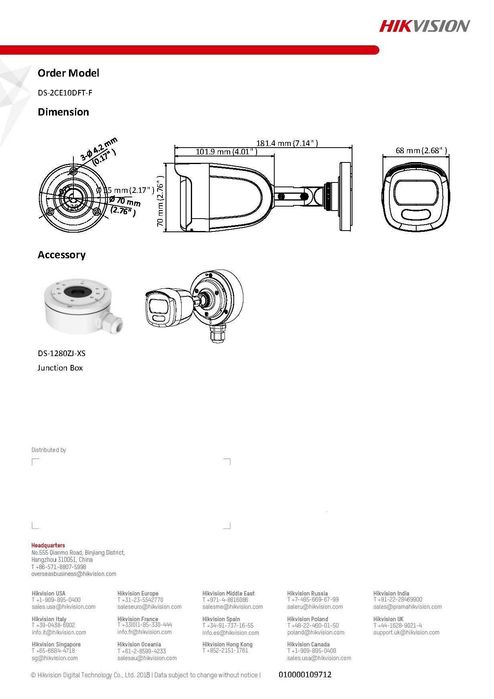 6в1 Камера с ColorVu Технология и бяло LED Нощно Осветление HIKVISION HD-TVI HD-AHD HD-CVI CVBS Със собствен джойстик бутон превключвател на режимите!