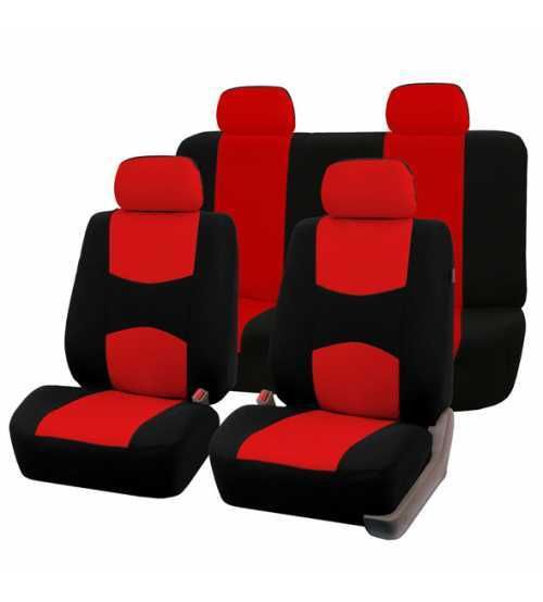 Huse Scaune Auto Universale Rosu + negru 9 Bucati