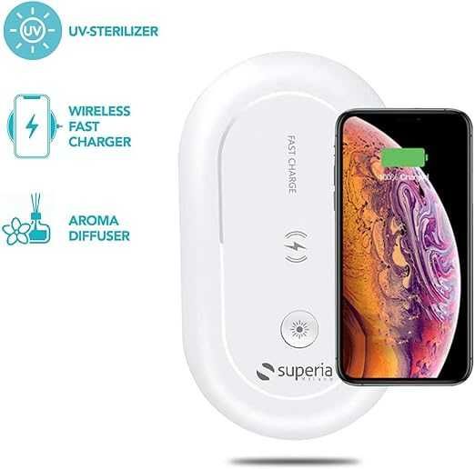 UV стерилизатор Superia с безжична зарядна станция, дезинфектант