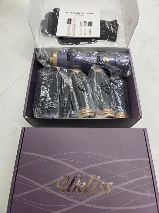 UKLISS Стилизатор за коса 6в1 - йонен сешоар, въздушна маша за къдрици