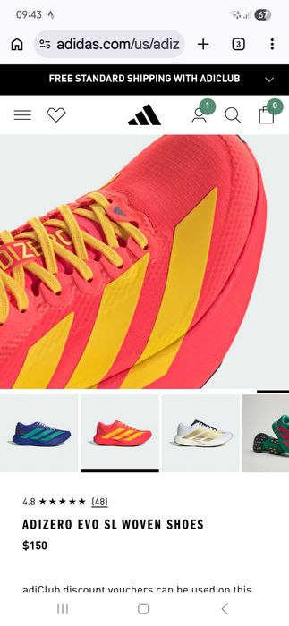 Adidas Adizero Evo SL, новые, US 10/ EU 44