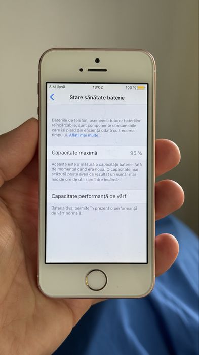 iPhone 5 SE Rose Gold-16GB-95%--Amprenta OK-Functioneaza Pt Apeluri-