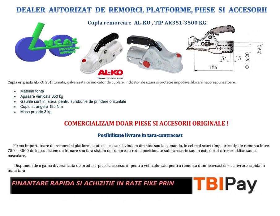 Cupla Remorcare AL-KO 3500 kg AK351