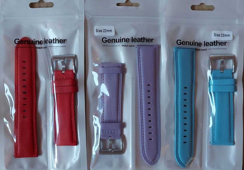 Кожени каишки 20 и 22 мм. за смарт часовници Xiaomi, Huawei, Samsung
