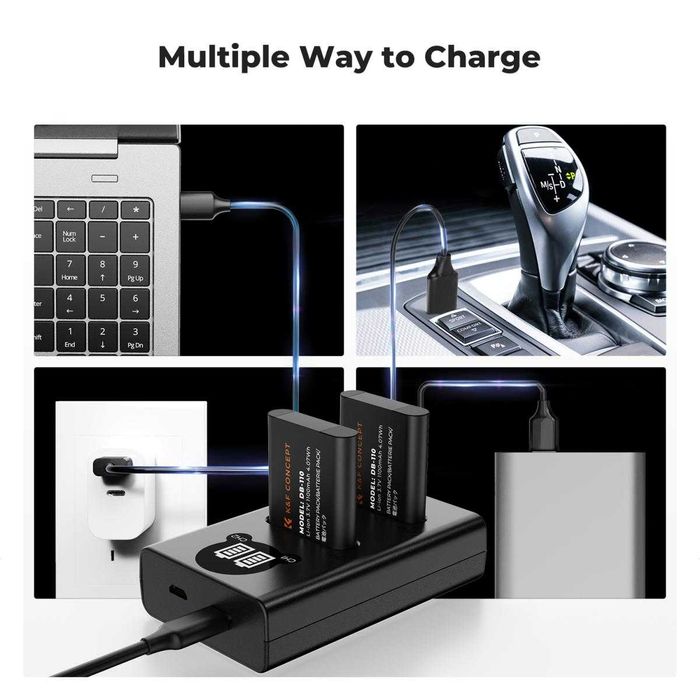 Комплект 2 батерии DB-110 / D-Li92B / D-Li90B + зарядно K&F Concept