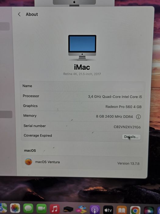 iMac Retina 4K 21.5-inch (2017) 1TB HDD
21.5-inch, 2017
21.5-inch, 2017