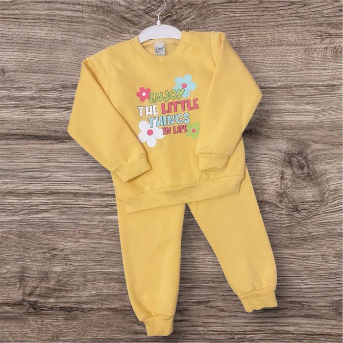 Жълт комплект с грейка за момиче 1-4 год.