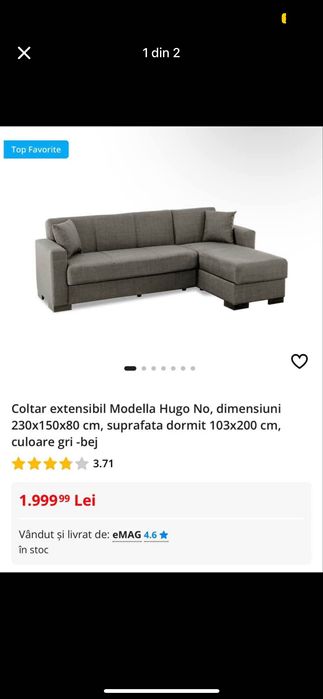 Vând Colțar extensibil