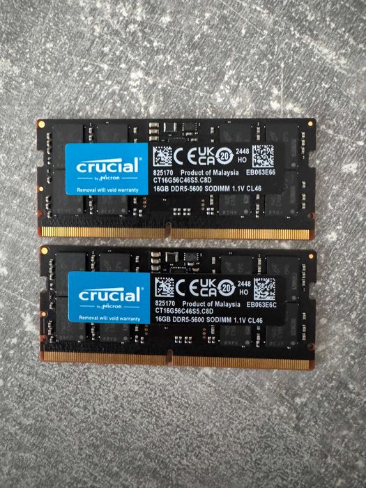 Memorie SODIMM Crucial 32GB (2x16GB) , DDR5, 5600MHz, CL46, 1.1v