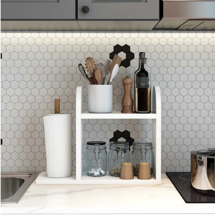 Многофункционален кухненски рафт от дърво,органайзер за плот