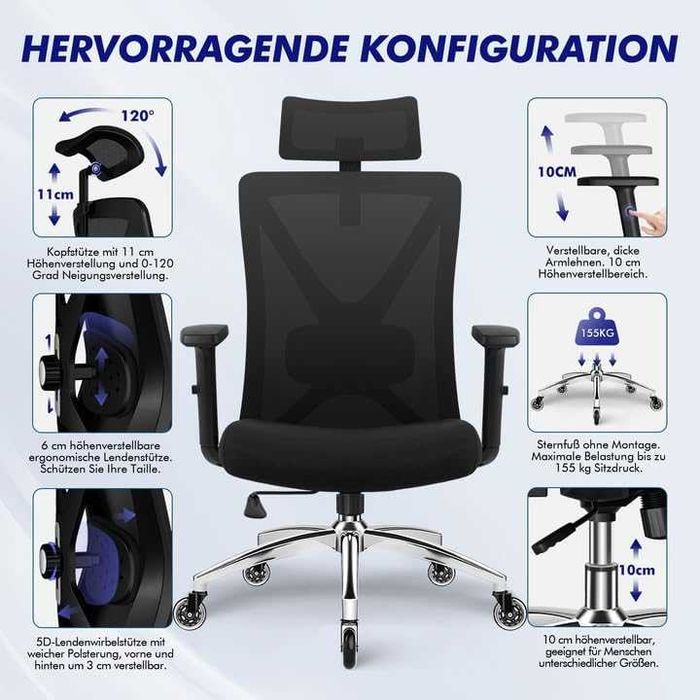 Discount 30% ! Scaun Birou Ergonomic - Suport Lombar - suporta 150kg !