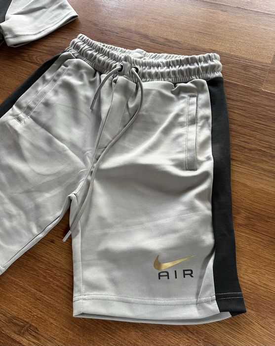 Мъжки,памучен,къс комплект Nike в сиво със златно лого