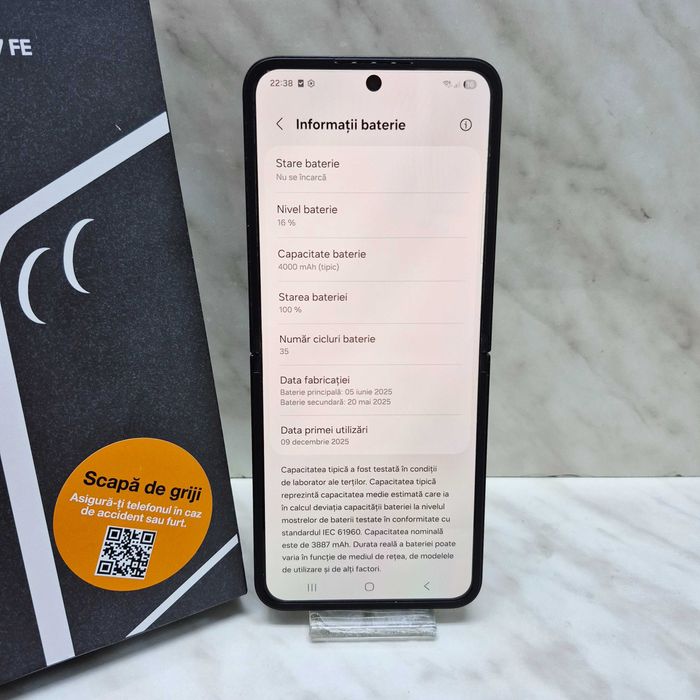 Samsung Galaxy Z Flip7 FE, 8GB RAM, 256GB, 5G, Black Zeus Amanet Militari 35290