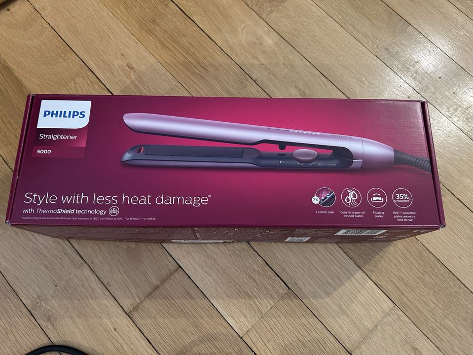 Преса за коса Philips, йонизация, 12 степени на топлина, розов металик