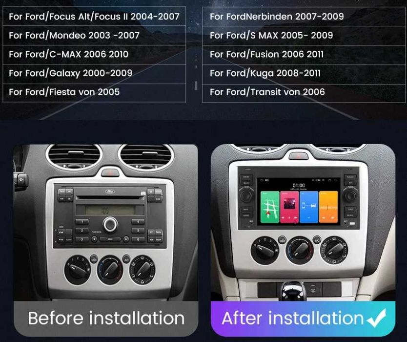 Мултимедия за Ford Transit FIESTA FOCUS GALAXY 2DIN Android Навигация