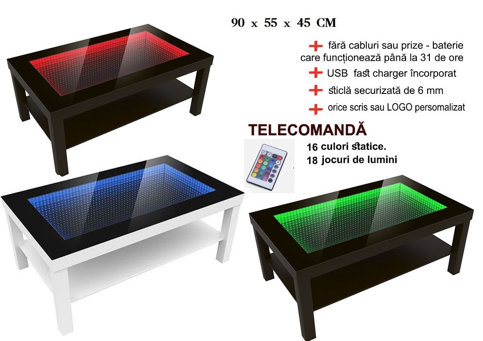 Masa 3d , masa infinity, masa cafea, masa Led, masa living, masa