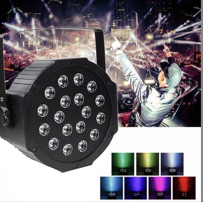 Proiector aparat PAR LED 18 led RGB x 1W efecte club joc lumini DMX