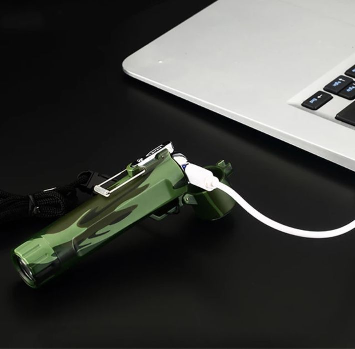 Плазмена запалка водоустойчива с фенер и компас тактическа туризъм лов