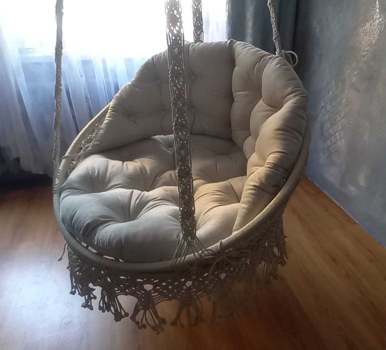 Подвесное кресло-гамак, плетеное макраме