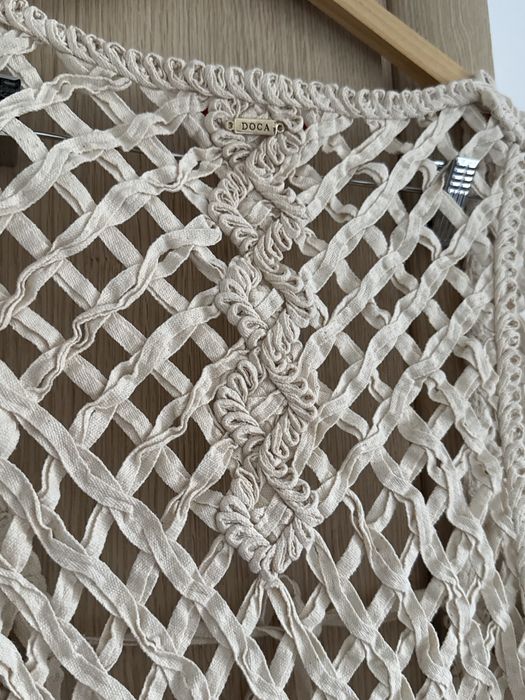 Vesta din macrame (material bumbac), cu ochiuri mari