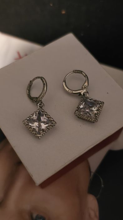 Cercei argint cu moissanite